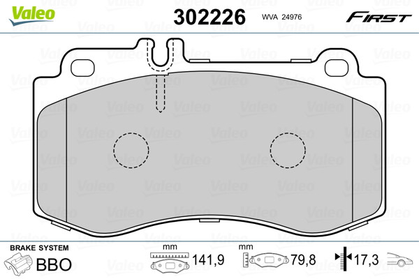 Plaquettes de frein VALEO 302226 pour frein à disque de voiture