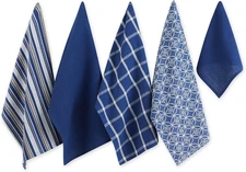 Assorted Woven Kitchen Set, Dishtowel, 18X28, Dishcloth, 13X13, Nautical Blue, 5
