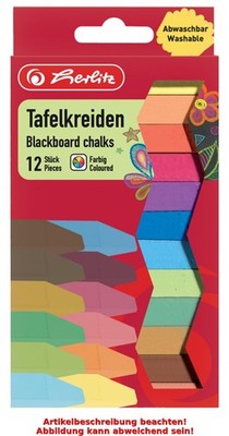 12 herlitz Wandtafelkreide, farbig sortiert, 12er Karton-Etui