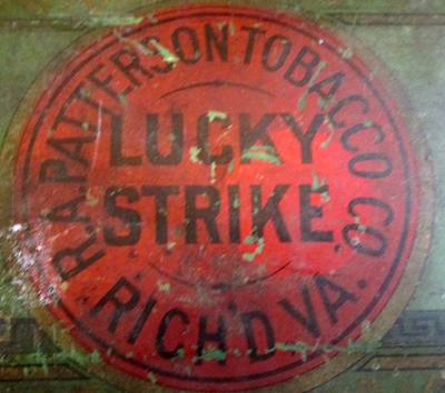american tobacco company v patterson VTG Lucky Strike Cut Plug R. A. Patterson Tobacco Co. Richmond, VA Empty  Tin Ad