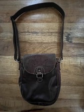 Jack Georges Brown Leather Crossbody Bag Tooled Shoulder Purse Handbag Soft