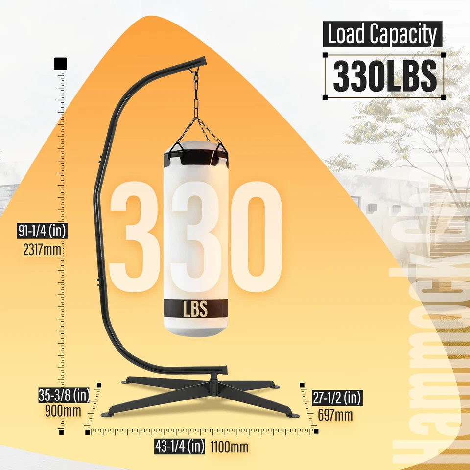 Soporte para hamaca de acero de alta resistencia para silla colgante porche oscilación rotación 360° 330 lb Foto 2 de 4