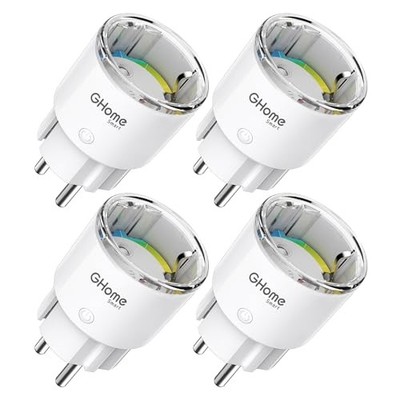 GHome Smart WLAN Steckdose 4er Set mit Strommessung Mini 10A 2,4GHz