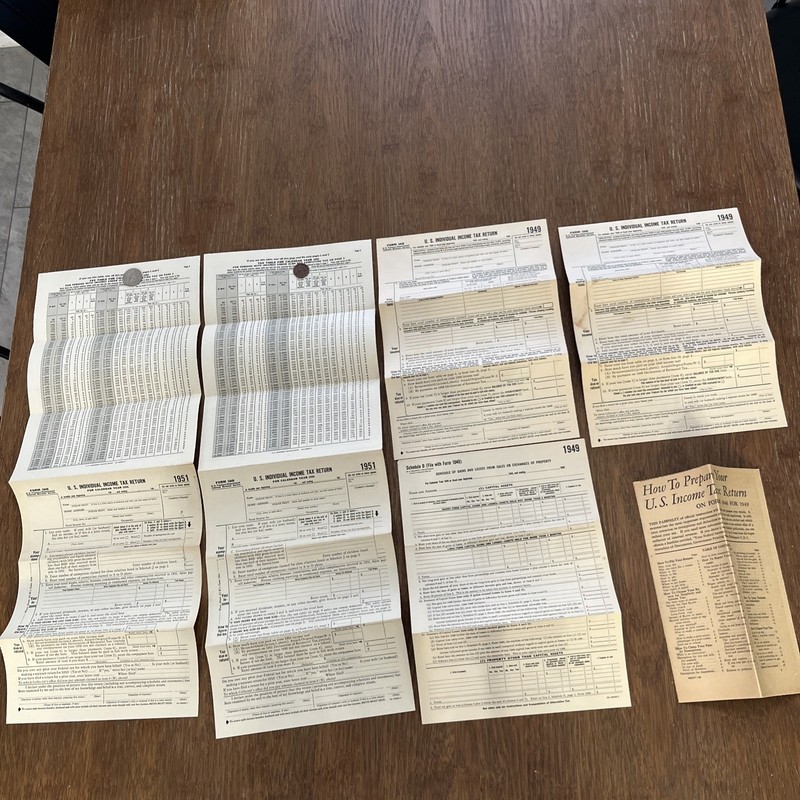VTG US INCOME TAX RETURN FORMS 1949 & 1951 UNUSED & HOW TO BOOKLET X