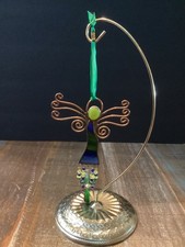Stained Glass copper Angel Ornament Sun Catcher w/ beads 6  