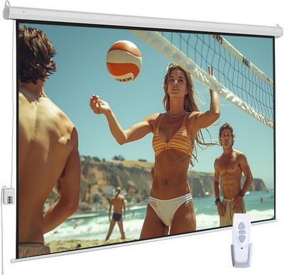 94'' Motorized Projector Screen, Electric 4:3 Projector Screen with Remote Con...