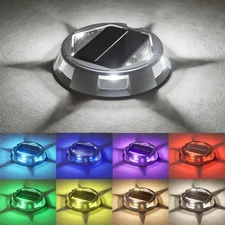 Solar Driveway Dock Deck Markers Marine Lights 8 Pack,9 Colors in 1 Led IP67 ...