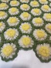 Handmade Knit Crochet Afghan Throw Lap Blanket Dorm 70's Flower 3D Daisy 50x41