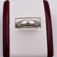 14k White Gold Ladies Burnish Set .33ctw Round Diamond Wedding Band Size 5.5