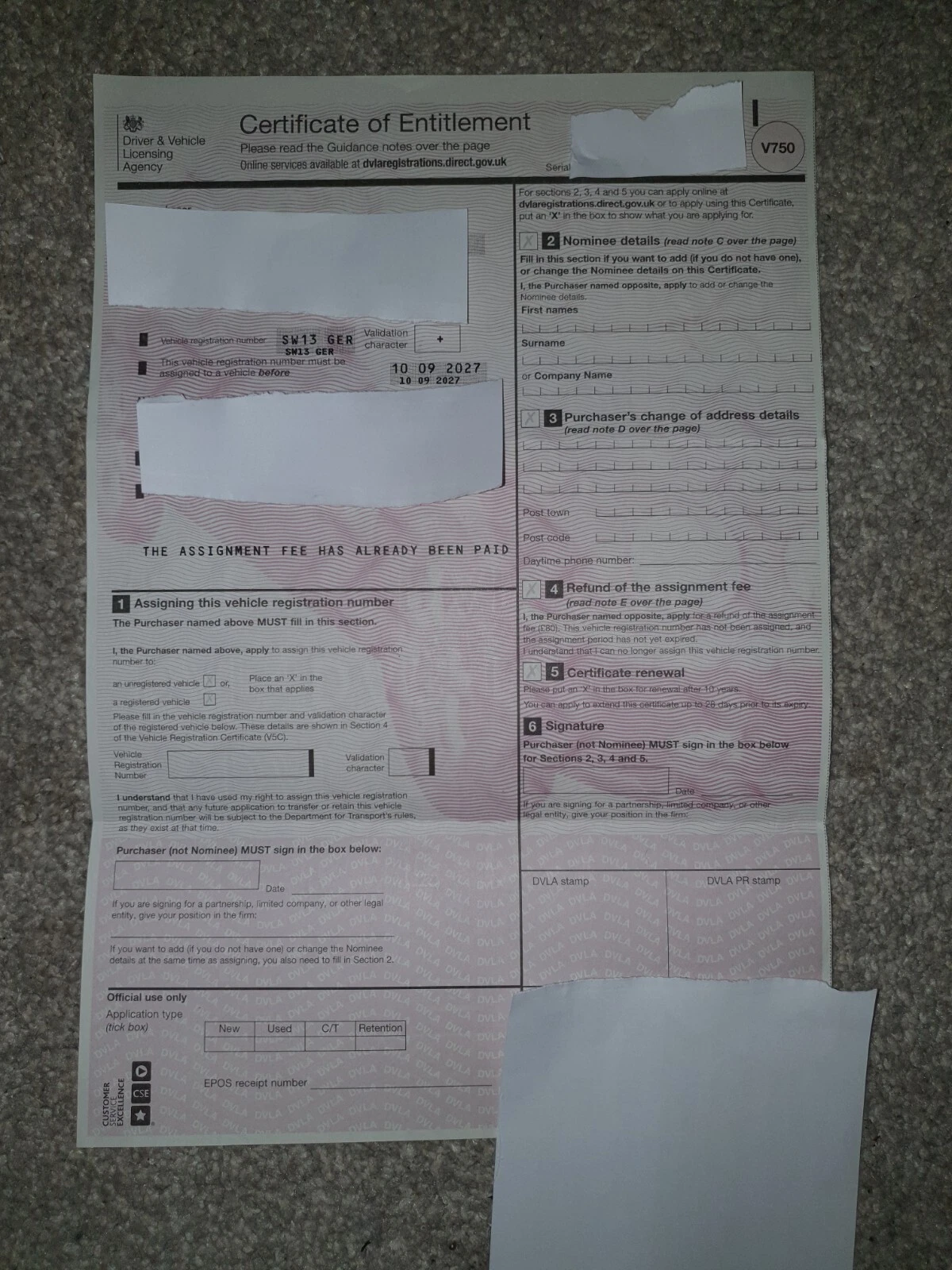 SW13GER (SWINGER) Cherished Private Number Plate - Picture 1 of 1