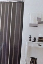 HomeWear Midnight Stripe Fabric Shower Curtain 70" x 72" NIP