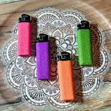 Neon Glitter Decorated Disposable Lighter Set of 4, Fun candle lighting tools
