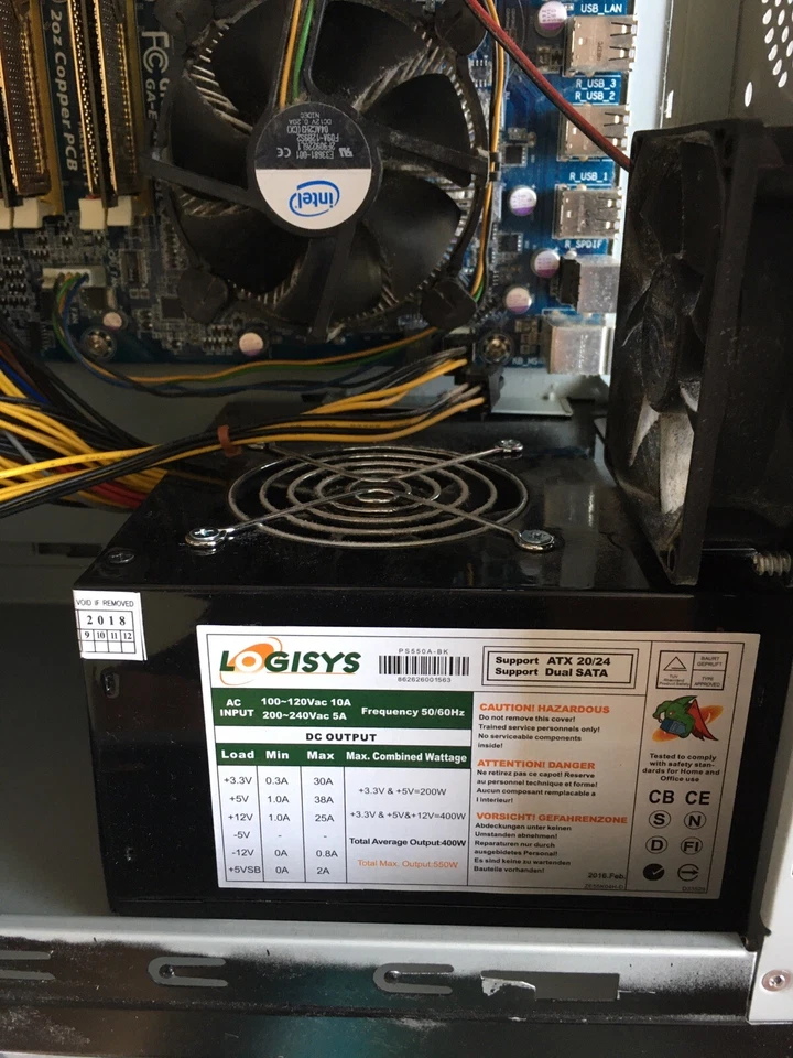 logisys power supply ps550a-bk dual fan - Image 3 of 4