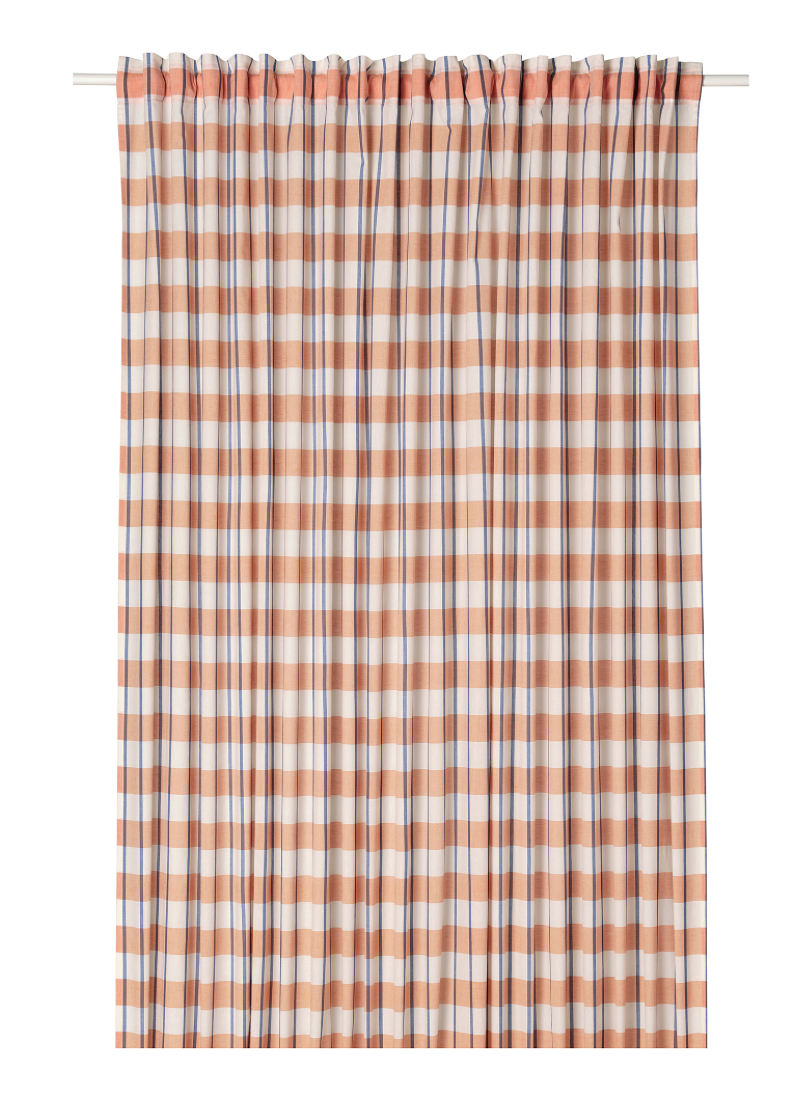 IKEA GLANSHAGTORN Curtain, 1 Piece, Orange White/Blue 300x300 cm