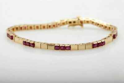 6.23 Ct Round Cut Simulated Ruby Lovely Tennis Bracelet 14K Yellow Gold Plated