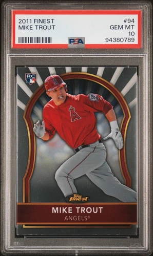 2011 TOPPS FINEST MIKE TROUT #94 ROOKIE RC PSA 10 GEM MINT ANGELS 💎