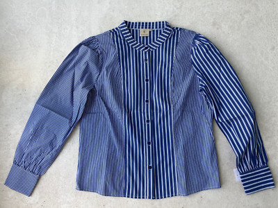 PEPPERCORN Bluse Langarm Gr. M Baumwolle mittelblau weiß gestreift