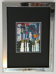 Bild Friedensreich Hundertwasser Chrom Gerahmt Blue Blues Modern Ebay