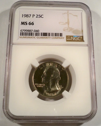 1987-P NGC 25c MS66 WASHINGTON QUARTER MS 66