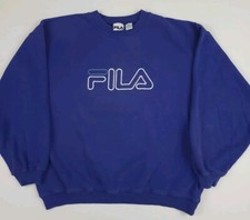 Vintage 90s Fila Embroidered Spellout Sweatshirt Vtg Sport USA Worn Distressed