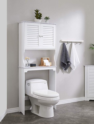 Kings Brand Möbel über der Toilette Aufbewahrung Badezimmer Platzsparer Schrank, weiß