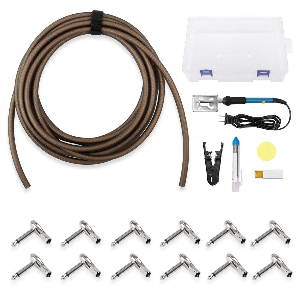 4.5M Guitar Solder Patch Cable with 12 Plugs DIY Soldering Kit for Guitar Pedal