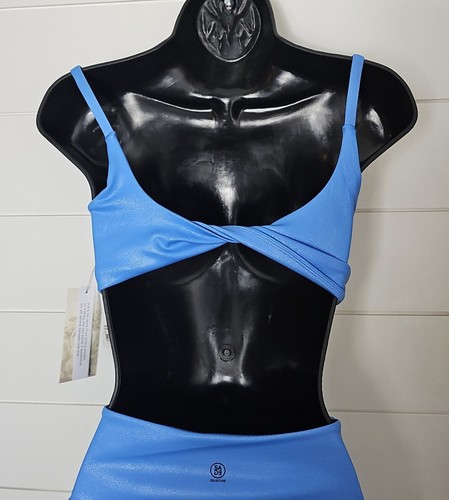 NWT Sage Collective Set Faux Leather Twist Granada Sky Size Small Biker Short - Picture 10 of 15