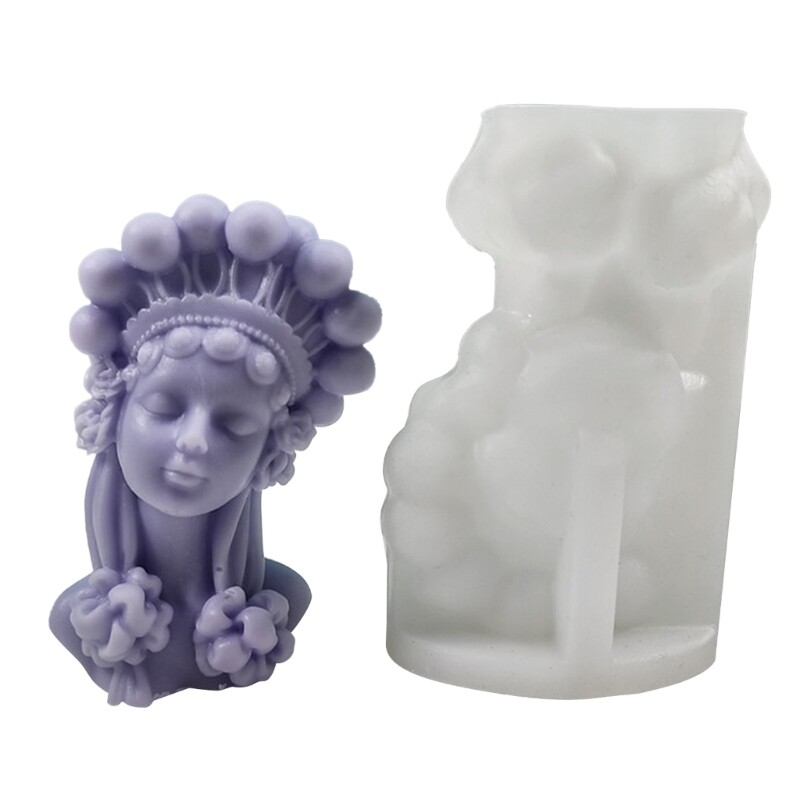 3D Large Pretty Girl Epoxy Mold Making Soap Melt Resin Home Decorations