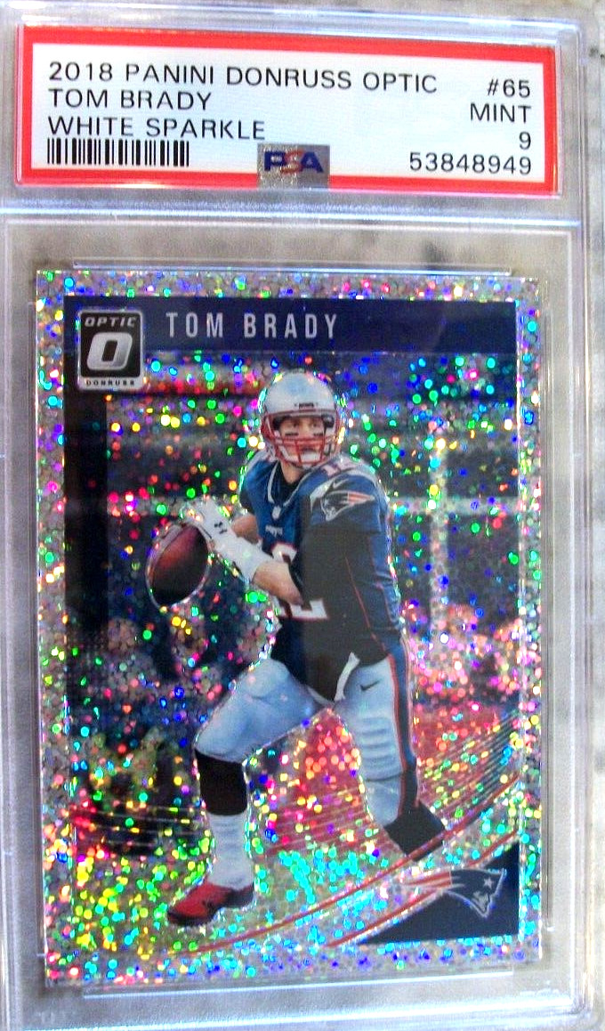 2018 DONRUSS OPTIC TOM BRADY WHITE SPARKLE SSP #65 PSA MINT 9 SUPER RARE