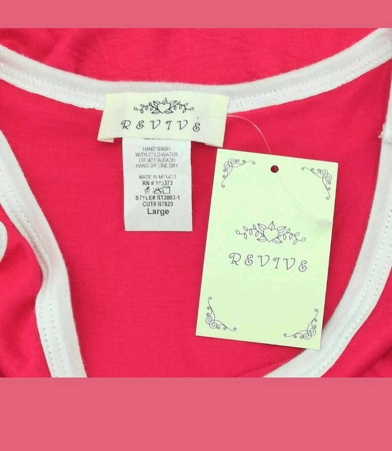 Revive Tank Top Juniors Size Large Sleeveless Red White Trim Babes