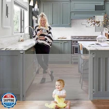 Toumoly Retractable Mesh Safety Gate, Pets Gate, Baby Gate, 33" Tall, Extends