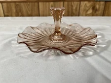 Cute Pink Depression Center Handle Tidbit Tray 7-1/2 in.