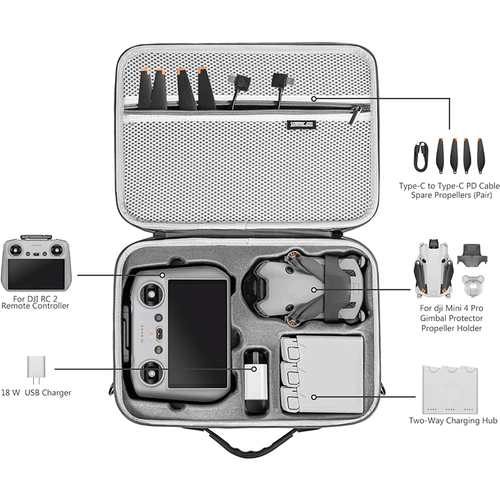 For DJI Mini 4 Pro/Mini 3 Pro Carrying Case RC2/RC Storage Bag Shoulder Bag - Picture 2 of 11