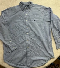 Ralph Lauren Mens Long Sleeve Check Yarmouth Shirt Blue  Read description