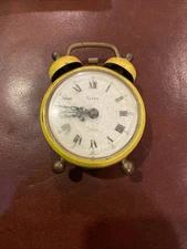 Florn German Alarm Clock Yellow Miniature Bell 2 1/2” Germany parts repair