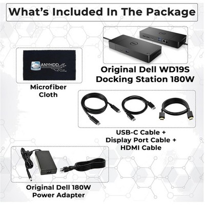 Dual Monitor Dock Station + HDMI/DisplayPort/USB-C Cables