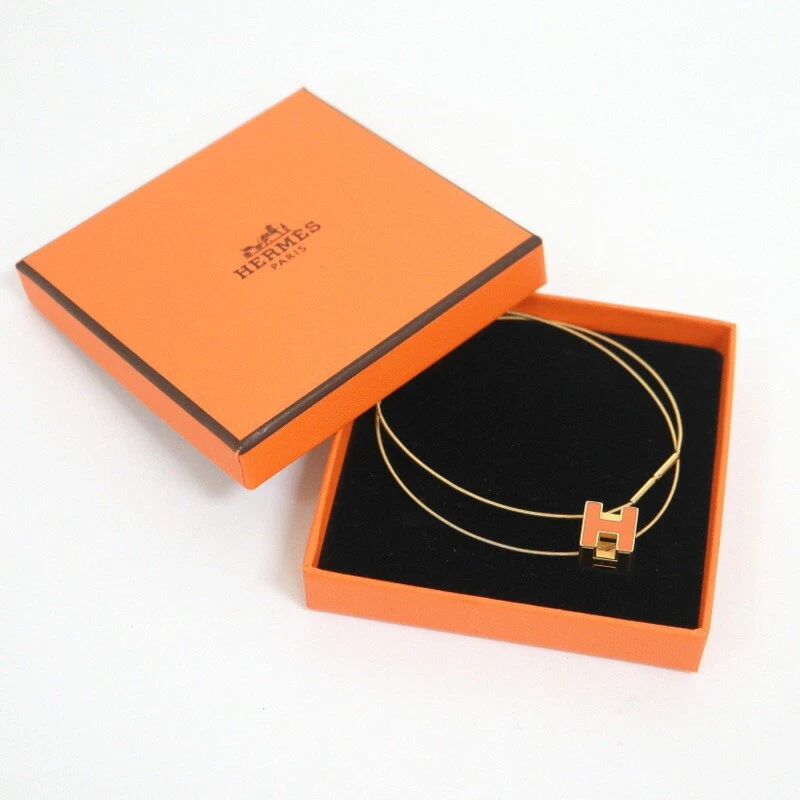 HERMÈS Collana Hermes H Cubo Cardio Cenere Gp Oro Arancione Usata Cash On Br5796Ik