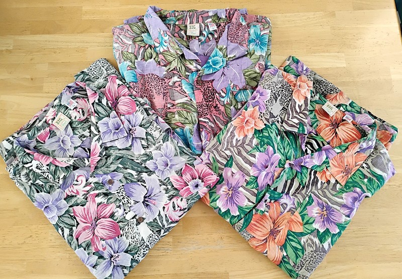 Lot 3 Vintage Hawaiian Shirts Mens 5xl Big Kanaka Leopard in Flowers