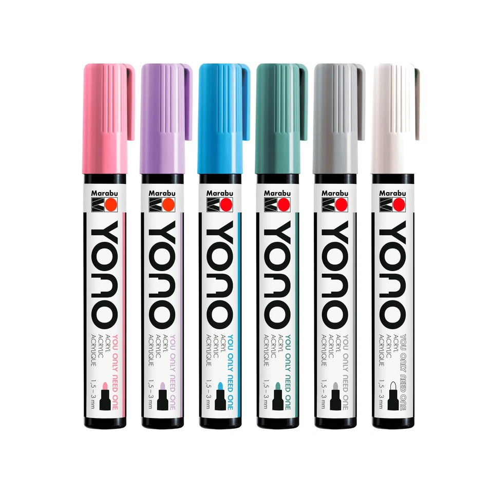 Marabu 1240000004003 - YONO Marker Set Pastell mit 6 Farben vielseitige
