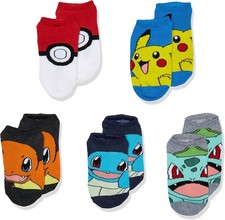 Pokemon Boys 5 Pack No Show Socks
