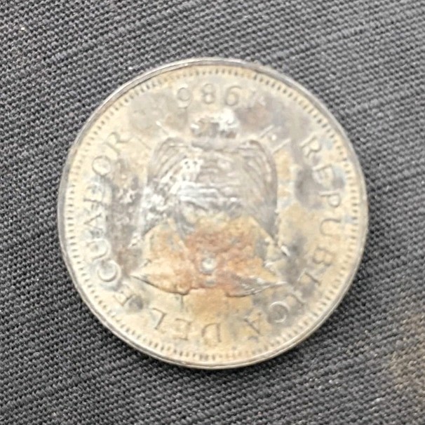 1886 Ecuador Un Sucre Coin with Coat of Arms