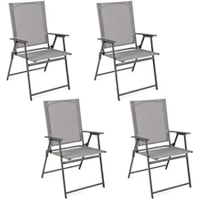 Patio folding chairs set of 4, outdoor lawn chairs with rustproof meta