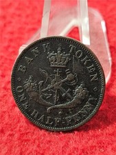 1854 BANK OF UPPER CANADA Circulated One Half Penny BANK Token PC-5C1  #T0147