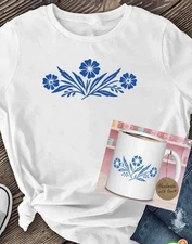 Corning Ware Style Set Blue Corn Flower Shirt /Mug Size M NEW corelle pyrex