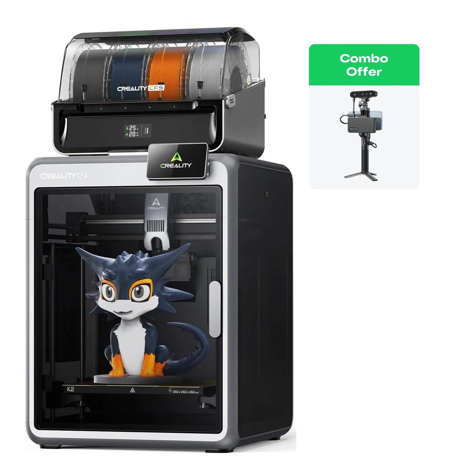 Creality K2 Combo 3D-Drucker mit CR-Scan Ferret Pro/Otter/Raptor Pro 3D Scanner