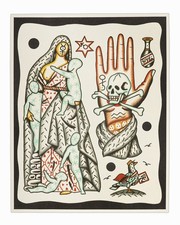 Henry Hablak Print Tattoo Flash Card Art Sign Astrology Lithograph Skull Madonna
