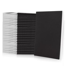 50 Pack A5 Kraft Notebooks, Black Cover Journal Bulk Pack 8.3 x 5.5 inch