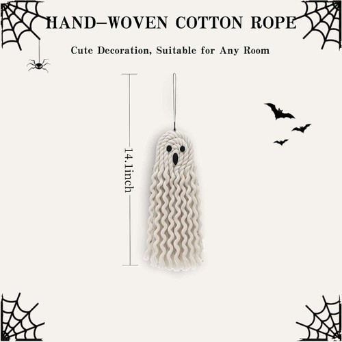 14 Inch Handmade Cute Ghost Halloween Decor Indoor Outdoor Hanging Ornament - Picture 2 of 7