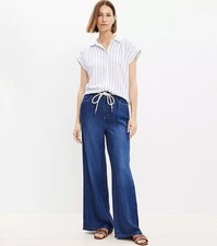 LOFT Women's THE PALAZZO PANT JEAN Size 27/4 Blue Wide Leg