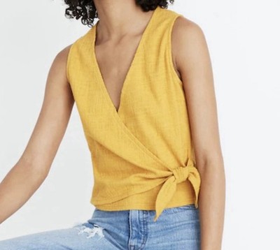 Texture & Thread Madewell Mustard Yellow Wrap-tie Tank Top Small Classic